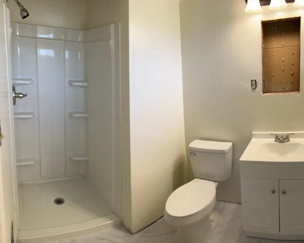 a modern white bathroom