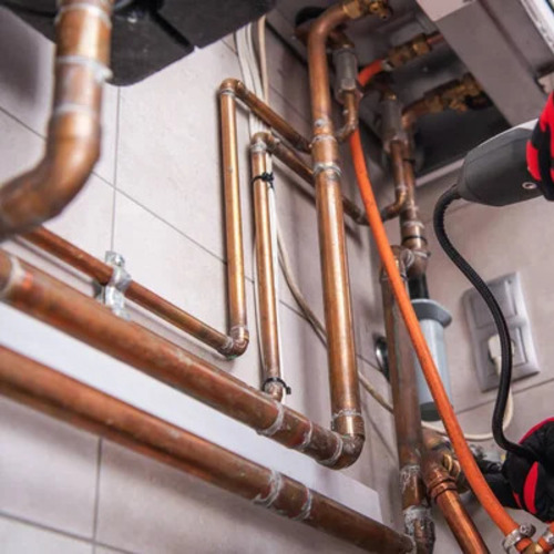 a view of copper gas lines